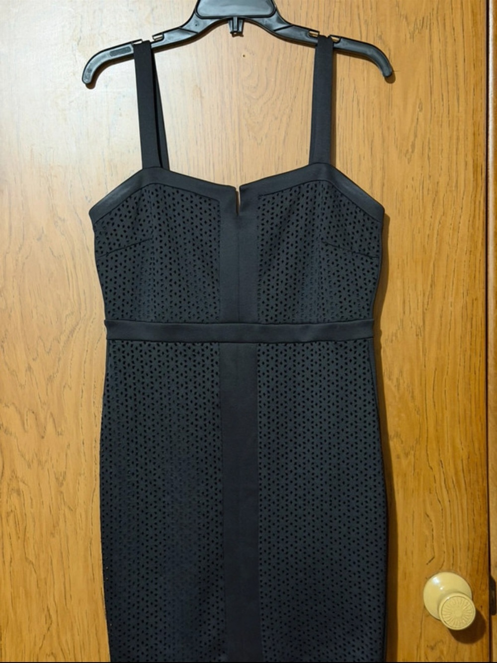 Thalia Sodi Black Perforated Midi Sheath Dress